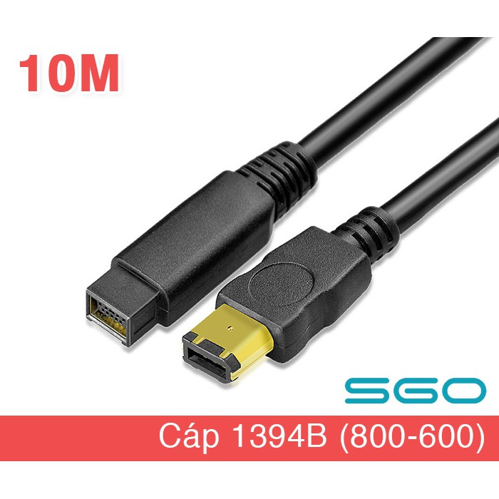 Cáp 1394B sang 1394A firewire 800-600 dài 10M. Nối máy tính PC, Laptop ra Sound card âm thanh, thiết bị thu âm, Camera.