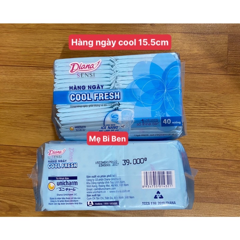 Băng vệ sinh Diana hàng ngày Sensi Cool Fresh gói 40 miếng