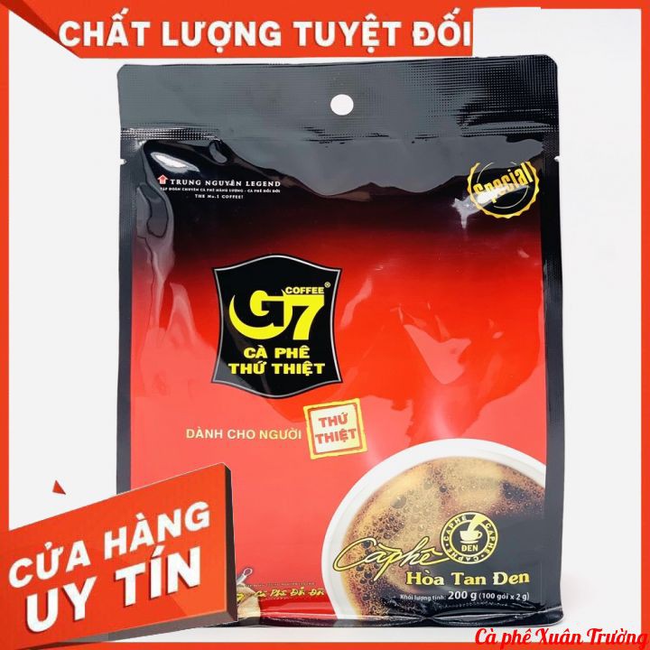 Cà phê G7 hòa tan đen Trung Nguyên - Bịch 100 gói x 2g (Zin Nguyên Tem)