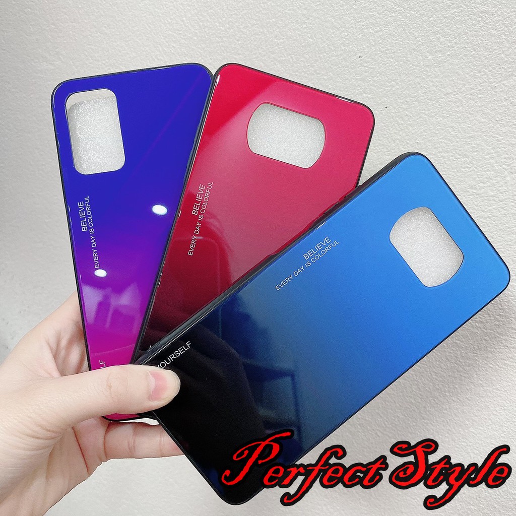 Ốp lưng mặt kính cầu vồng cho Xiaomi poco X3 NFC - X3 pro / M3 / Note 9 4g - redmi 9T