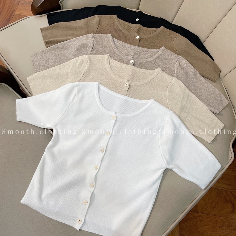 Áo len cộc tay cài cúc | BigBuy360 - bigbuy360.vn