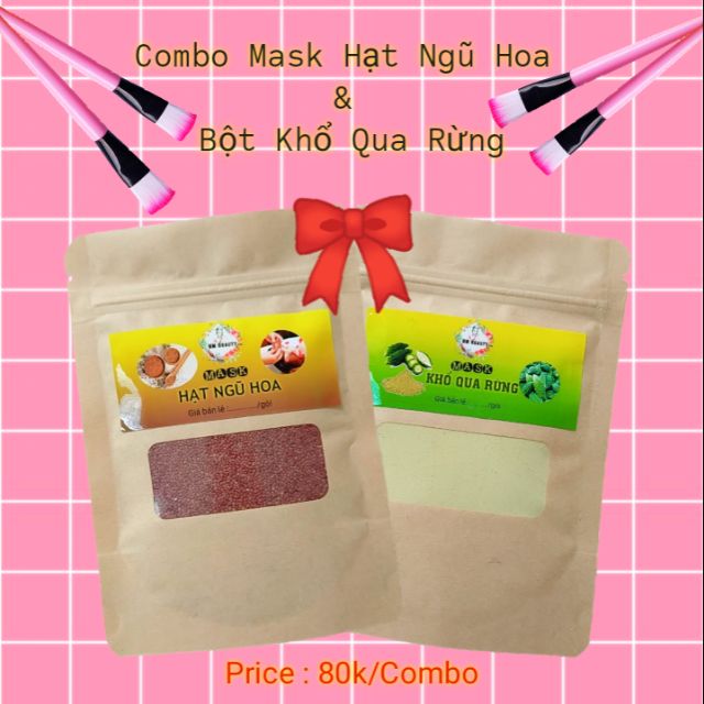 [NGUYÊN CHẤT,LOẠI 1] Combo 2 Túi Mask Bột Khổ Qua Rừng + Hạt Ngũ Hoa (Handmade) - NM Beauty Mask