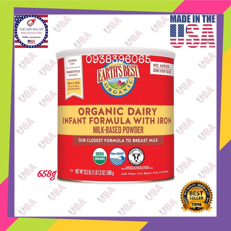 Sữa Organic Earth'Best Đỏ 658g