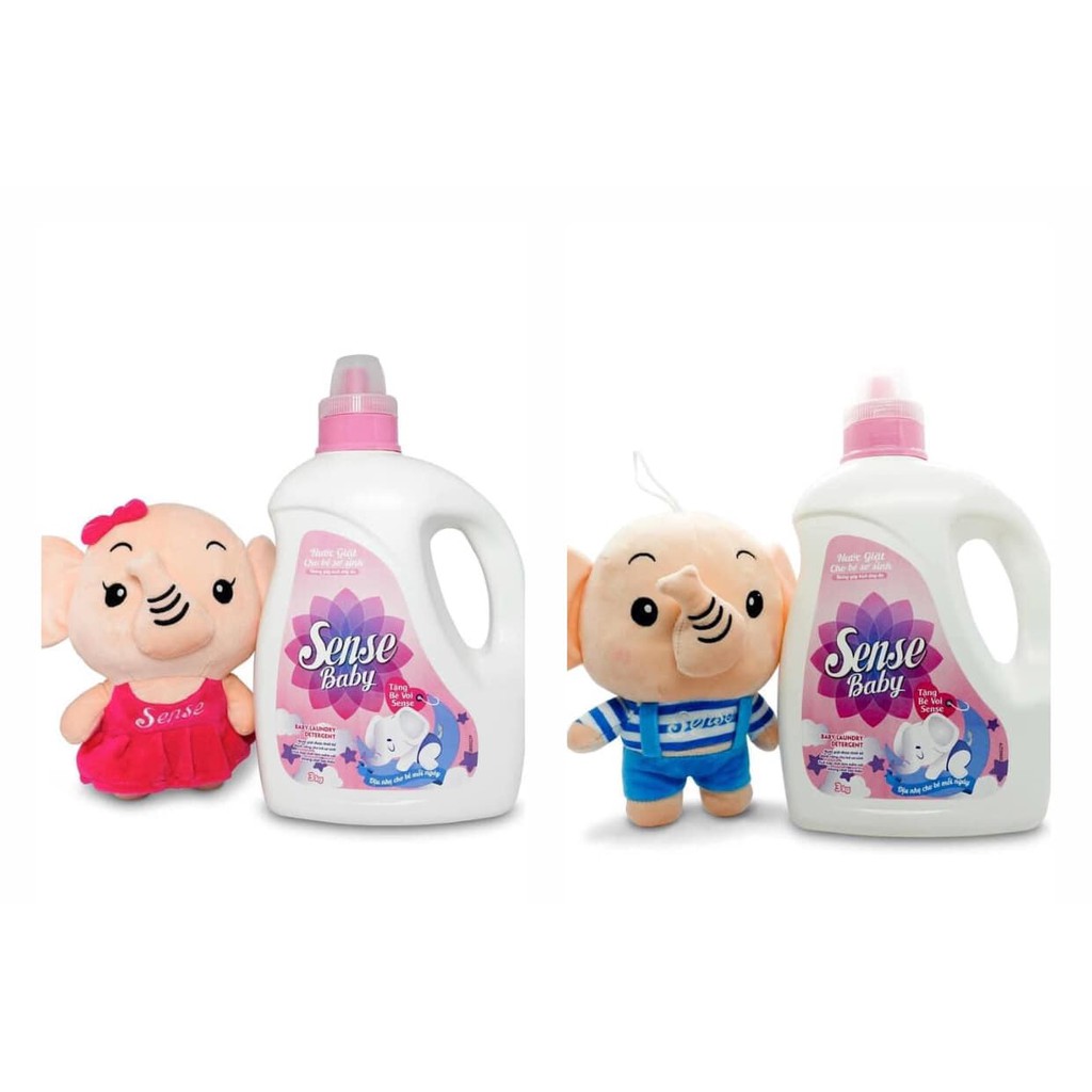 Can Nước Giặt Cho Bé Sense Baby 3kg - Tặng 1 Bé Voi Bông Màu Ngẫu Nhiên