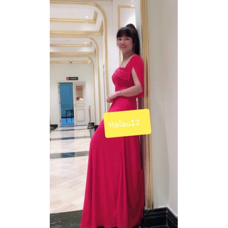 Đầm dạ hội xoè kết pha lê tay xẻ cao cấp  kèm ảnh thật tặng hoa tai thời trang xinh xắn