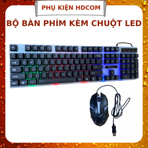 Bộ bàn phím giả cơ kèm chuột, bộ phím chuột máy tính có đèn led nhấp nháy