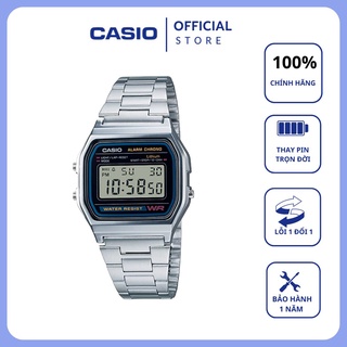 Đồng hồ Casio điện tử A158 Nam nữ chính hãng chống nước 3ATM , dây kim loại thép không gỉ