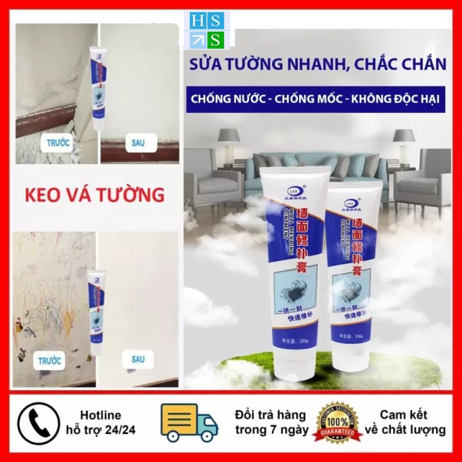 Tuýp Keo vá tường đa năng 250g - Keo vá tường thông minh, keo vá vết nứt tường, trầy xước, bong tróc, sạch vết bẩn
