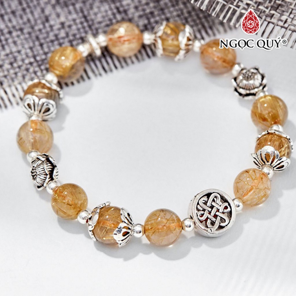 Vòng tay TA tóc vàng phối charm bạc - Ngọc Quý