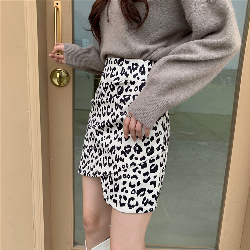 Xiaozhainv Chân váy lưng cao dáng chữ A in hoạ tiết da báo phong cách Hàn Quốc hợp thời trang | BigBuy360 - bigbuy360.vn