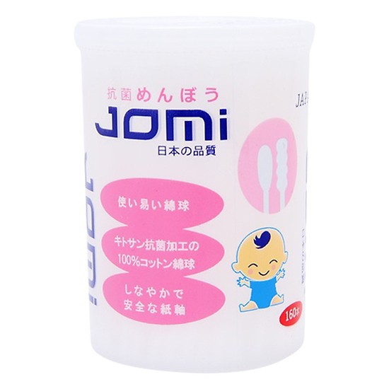 Tăm bông Jomi kháng khuẩn cho trẻ em và người lớn, bông ngoáy tai đầu tròn và xoắn lấy ráy tai, từ Nhật Bản