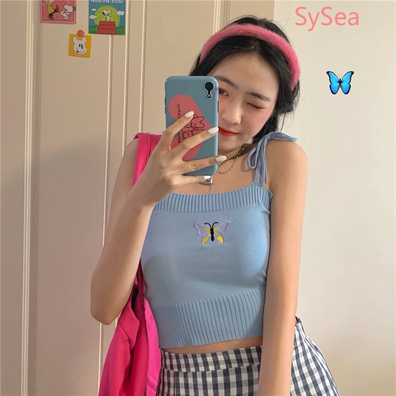 Áo Lửng Hai Dây Thêu Họa Tiết Hoa Quyến Rũ Dành Cho Nữ