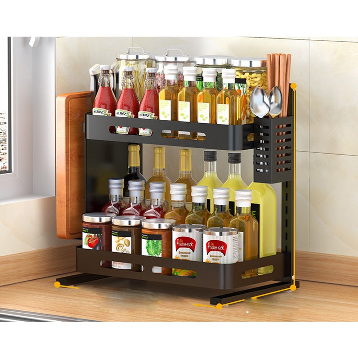[HÀNG CAO CẤP]  Kệ gia vị đa năng INOX phủ sơn tĩnh điện Đen, kệ bếp cao cấp (2 Tầng, 3 Tầng) Loại Dày | BigBuy360 - bigbuy360.vn