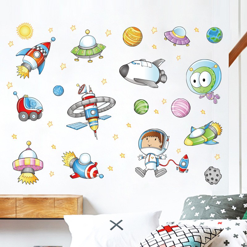 Tranh decal dán tường TÀU KHÔNG GIAN cho bé- Decal dán tường 87/