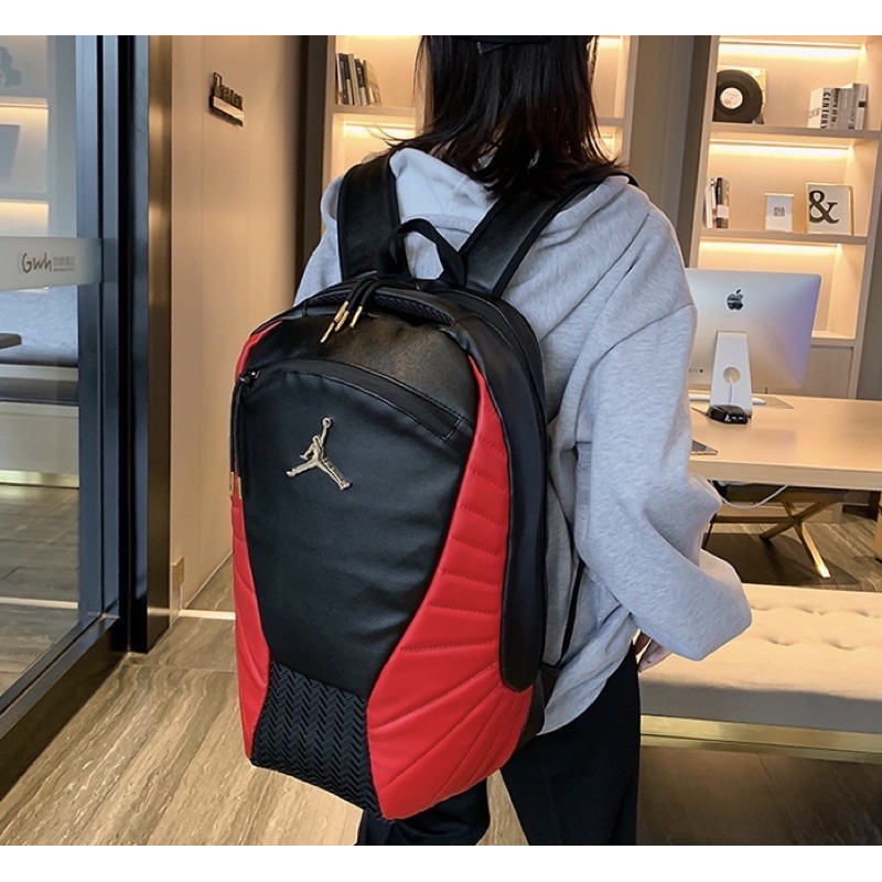 [Ảnh+Video shop chụp] Balo Thời Trang JORDAN 13 Màu Đỏ Đen da 100% Đựng laptop Thích Hợp Du Lịch Học Tập |Hàng Xuất Dư