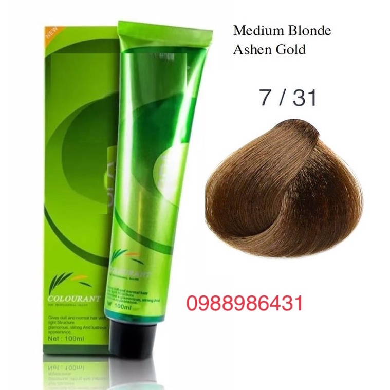 Thuốc Nhuộm Tóc Màu Nâu Vàng Khói, Nâu Tây Lên Màu Đẹp 7.31 Medium Blonde Ashen Gold 7.31