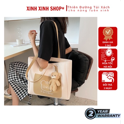 M126- Túi xách nữ công sở da tặng kèm móc gấu size 40cm 3 ngăn 3 màu xinh xin cho nàng-túi tote