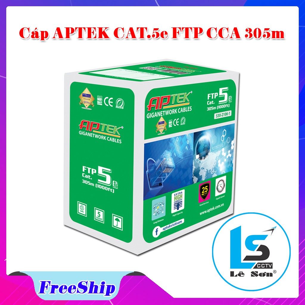 Cáp mạng⭐FreeShip⭐Cáp mạng APTEK CAT.5e FTP Thùng 305m