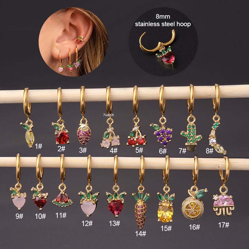 1 Khuyên tai tròn 8mm bằng thép không gỉ