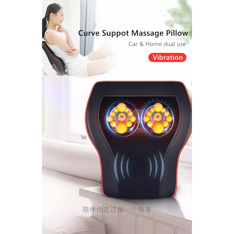 Gối massage JINKAIRUI R7(vib) giảm đau cổ và lưng có chế độ rung 3 trong 1 chất lượng cao