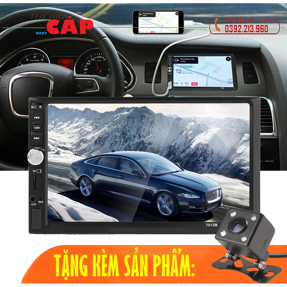 Màn Hình TiVi Cảm Ứng 7 Inch Nghe Nhạc, Xem Phim Trên Ô Tô 7012B Tặng Kèm Camera Lùi 4 LED