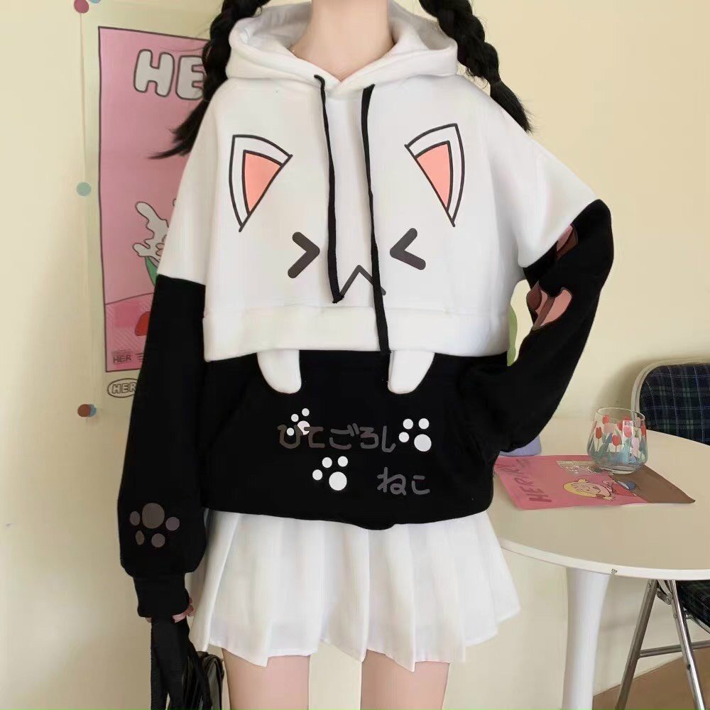 Áo Khoác Hoodie MÈO TAI THỎ Cực Chất sweater unisex Cao cấp bền màu 1Kenz