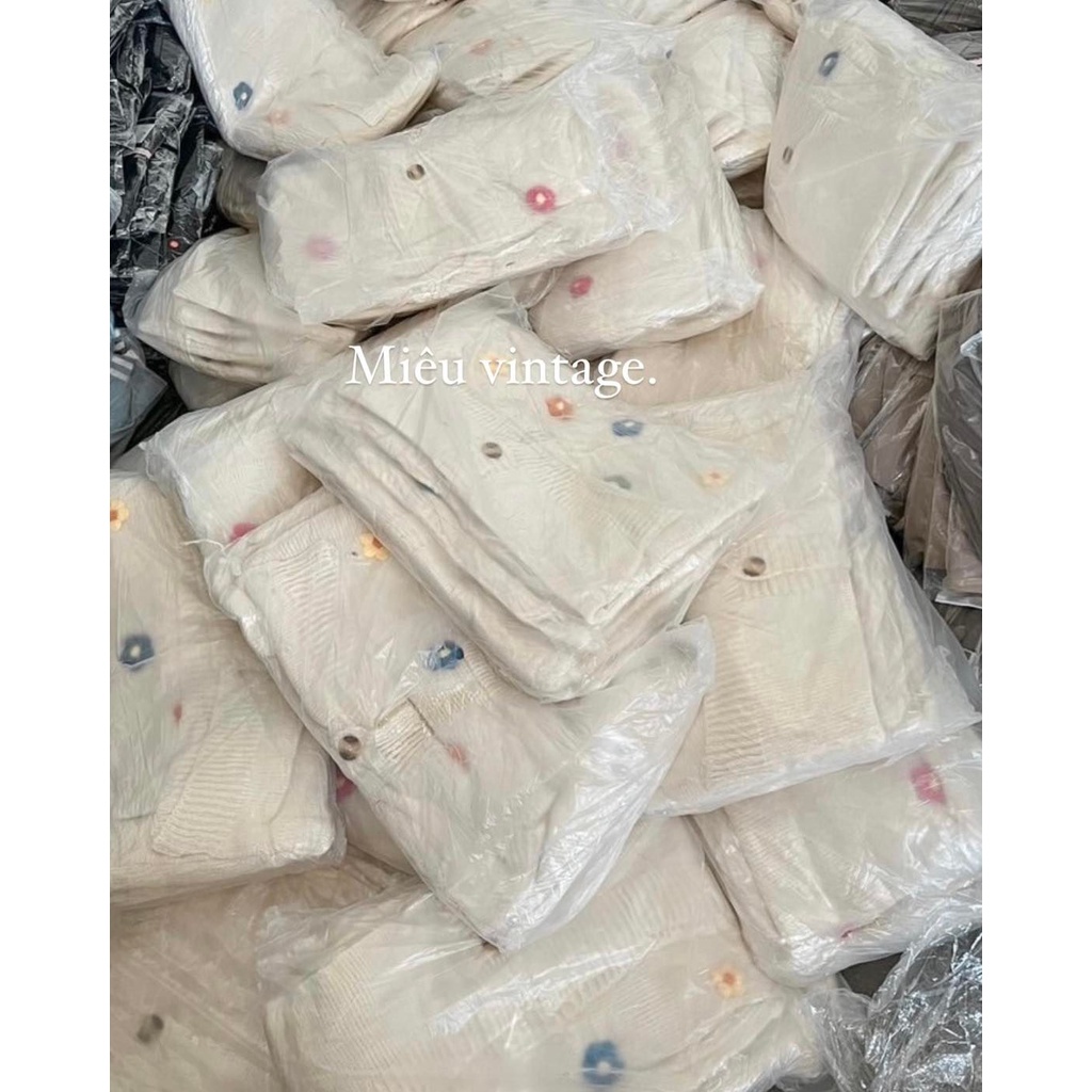 Áo khoác cardigan nữ ullzzang vải len dệt kim cao cấp phối hoa Bingshop