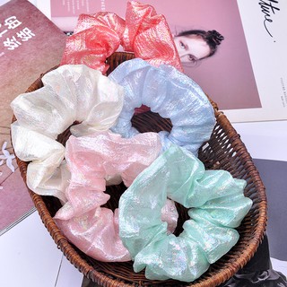 Dây buộc tóc, cột tóc Scrunchies Hologram Ánh Nhũ