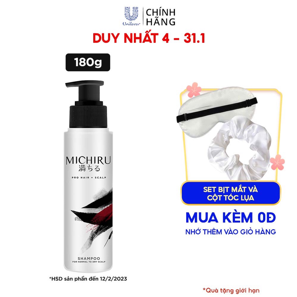 Dầu gội Michiru ngăn ngừa rụng tóc cho da đầu khô, nội địa Nhật, dưỡng chất Fiber Repair Actives 180g