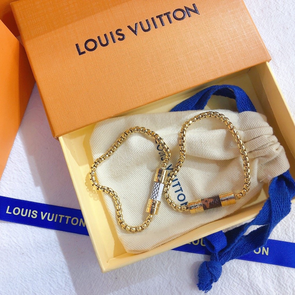 LOUIS VUITTON Vòng Đeo Tay LV Bằng Thép Titan In Logo LV Thời Trang Cho Nữ