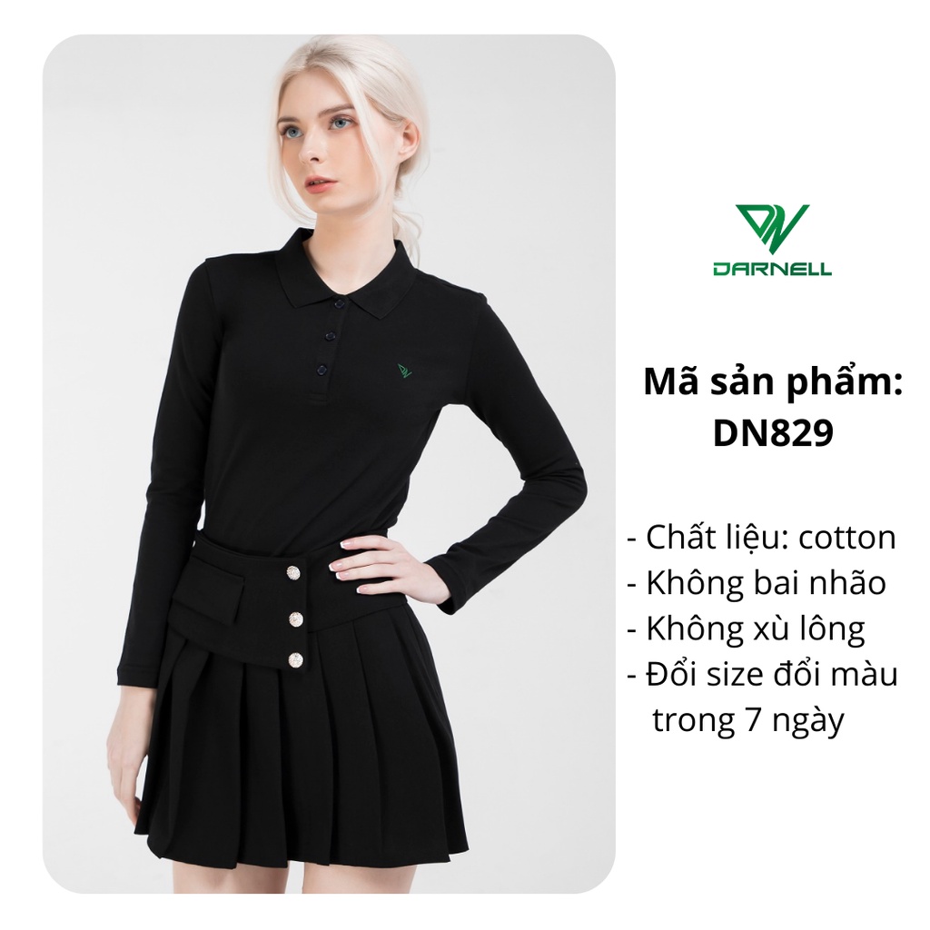 Áo thun tay dài polo nữ chính hãng Darnell cao cấp chất cotton mềm mịn bền đẹp DN829