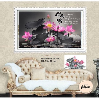 Tranh thêu 3d tranh thêu chữ thập chủ đề cha mẹ 75x51cm, 67x43cm, 50x70cm, 125x60cm - tranh chưa thêu