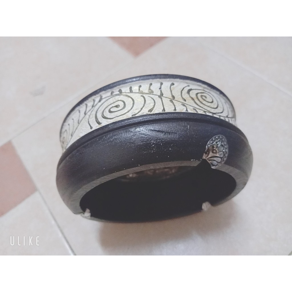 Gạt tàn thuốc lá, xì gà gỗ hình tròn hàng Thái Lan cỡ to 14cm