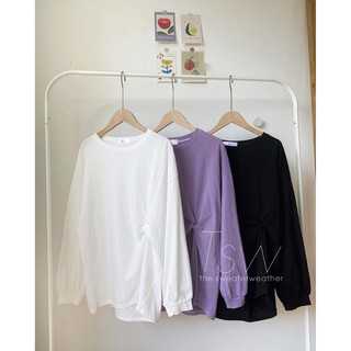 Áo sweater thun xoắn eo (Ảnh thật)