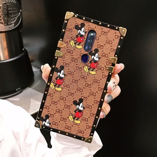 Ốp Điện Thoại Da Màu Nâu Đính Đinh Tán Hình Chuột Mickey Cho OPPO F7 F9 F11 F11 Pro