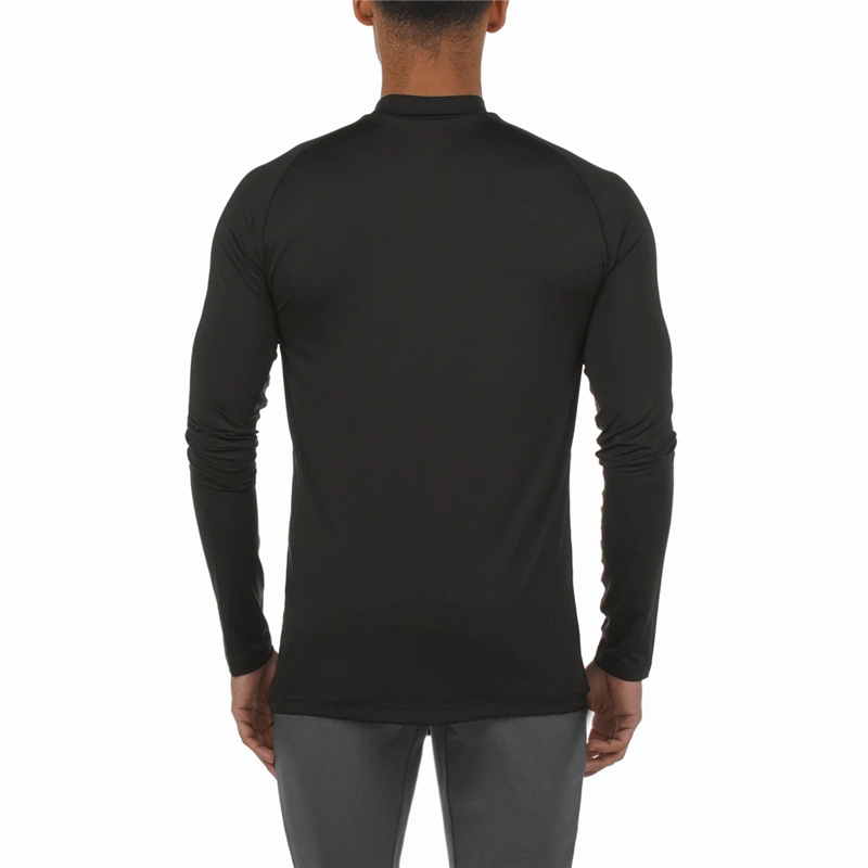 Men's Gym Brand Casual Clothing Fitness Breathable Autumn and Winter Fashion Trend Middle Collar Long Sleeve Slim Sports T Shirt