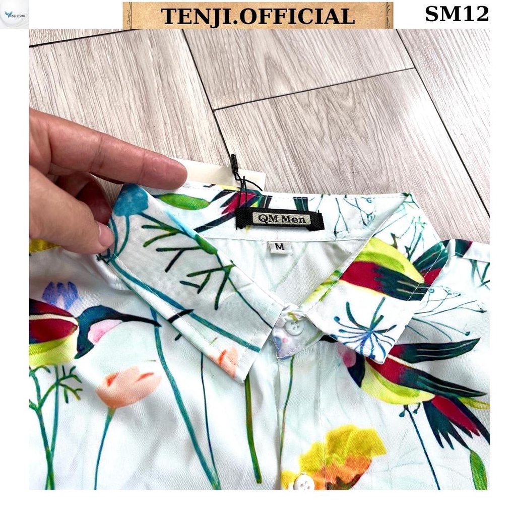 Áo sơ mi nam ngắn tay TENJI SM16 đen họa tiết 3d mặt người nhiều mẫu mới trẻ trung cá tính