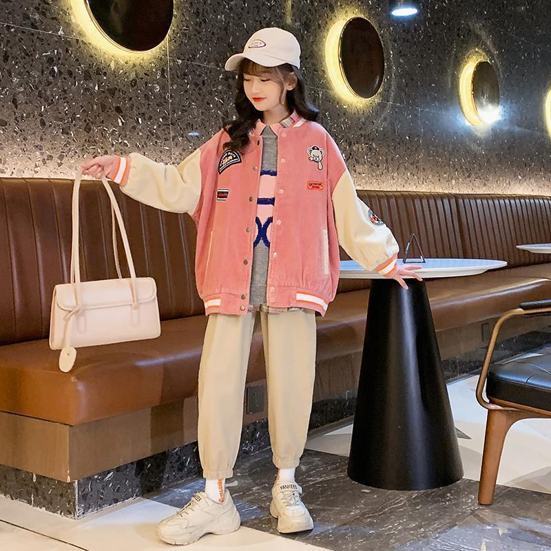 Áo khoác bóng chày phong cách phương Tây thời trang mùa thu 2021 size lớn cho bé gái