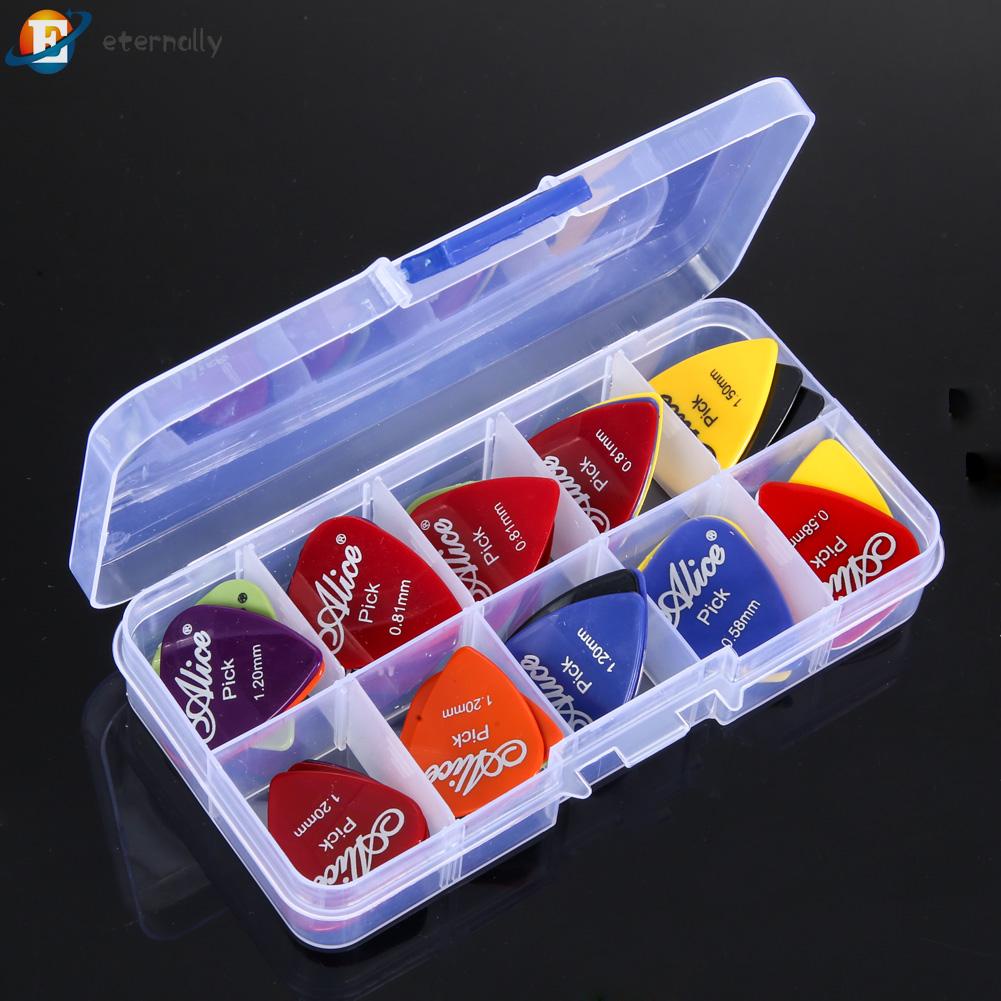 Set 40 miếng pick nhựa ABS gảy đàn guitar dân gian bass điện acoustic với hộp đựng ngẫu nhiên