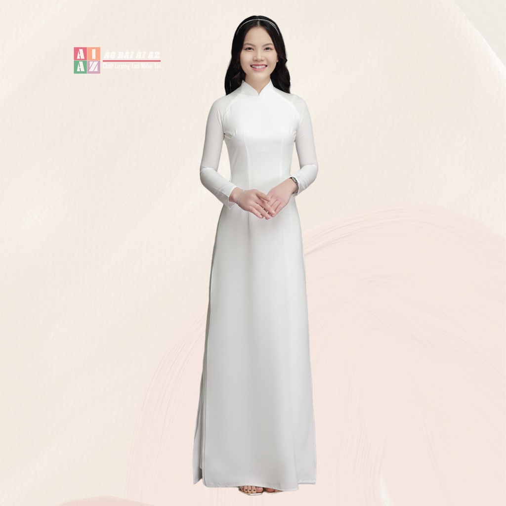 BigSize Áo Dài Trắng Học Sinh Bốn Tà Cổ Truyền Thống HS02