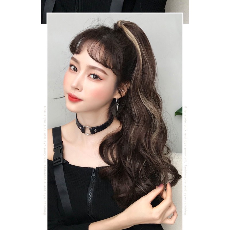 <Kèm Ảnh Thật> Ngoạm xoăn tóc giả line vàng sữa m060