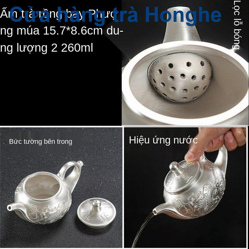 999 sterling bạc ấm trà gốm sứ mạ vàng thủ công gia dụng Xishi Bộ Vân Nam Kungfu <