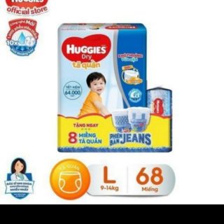 Tặng tã quần jean] Tã quần Huggies M74, L68, XL62, XXL56