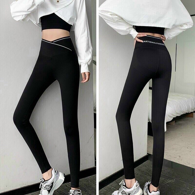 Quần Legging Cạp Chéo Legging nữ Tôn Dáng, Nâng Mông Hot Bản Chun 7cm Siêu Co Giãn Legging Bầu Mặc Thoải Mái