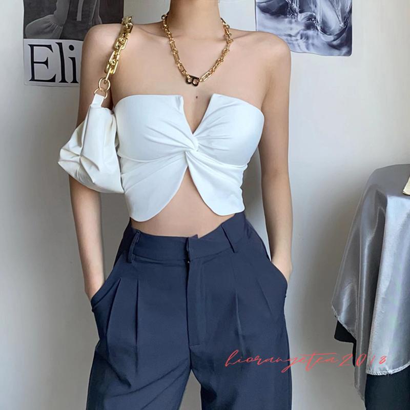 Áo Ống Màu Trơn Cổ Chữ V Thời Trang Mùa Hè Cho Nữ