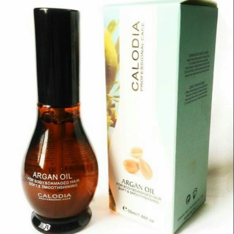 Dầu dưỡng tóc Argan Oil Calodia 55ml, giảm gãy dụng, phục hồi tóc hư tổn