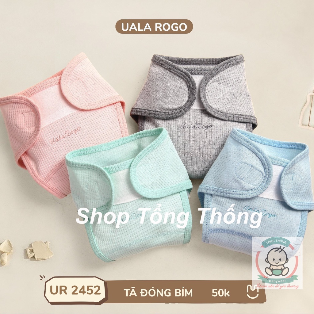 Tã vải dán đóng bỉm 100% cotton bé sơ sinh 0-3 tháng Uala rogo 8501 1 cái