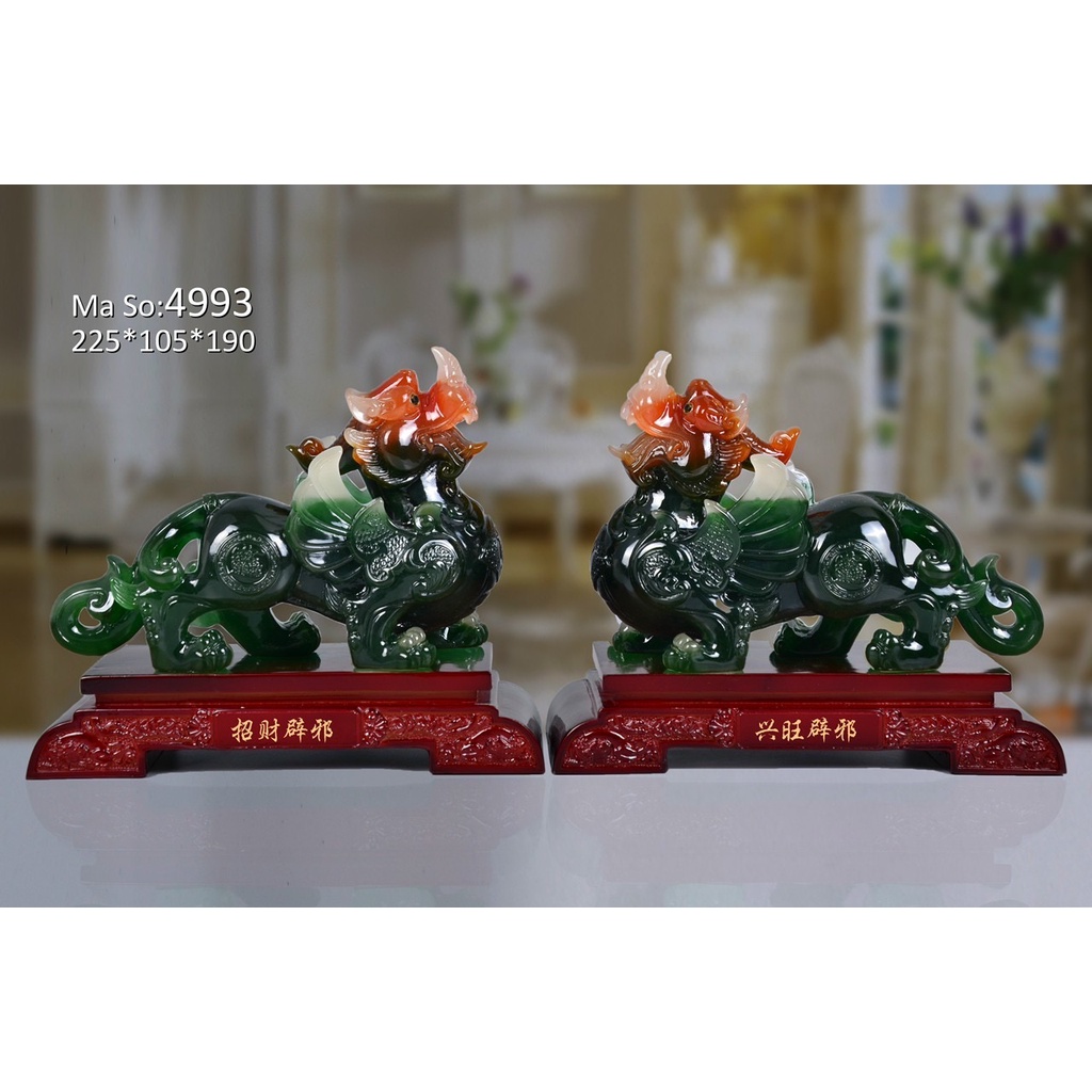 Cặp Tỳ Hưu Phong Thuỷ Đế Gỗ - Tỳ Hưu Chiêu Tài Kích Lộc