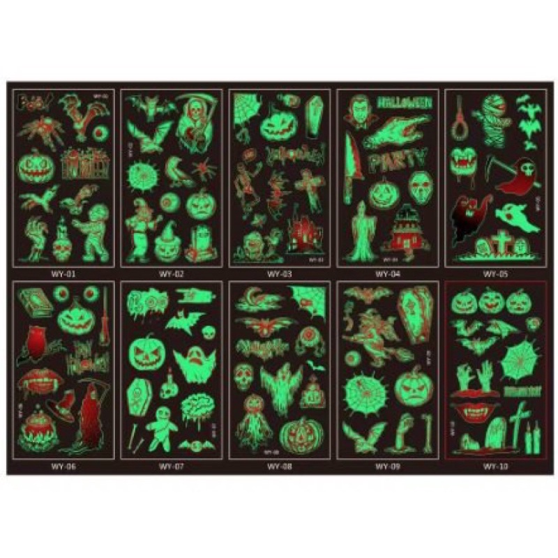 Hình xăm dán màu phát sáng Halloween