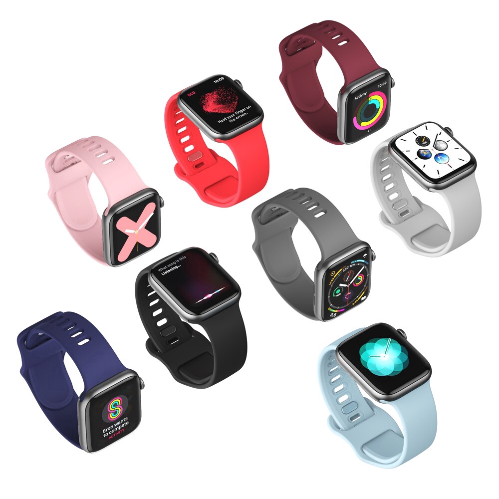 Dây Silicone Khóa Kim Loại Cho Đồng Hồ Apple Watch Series 5 4 3 2 38mm 42mm Iwatch 4 44mm 40mm